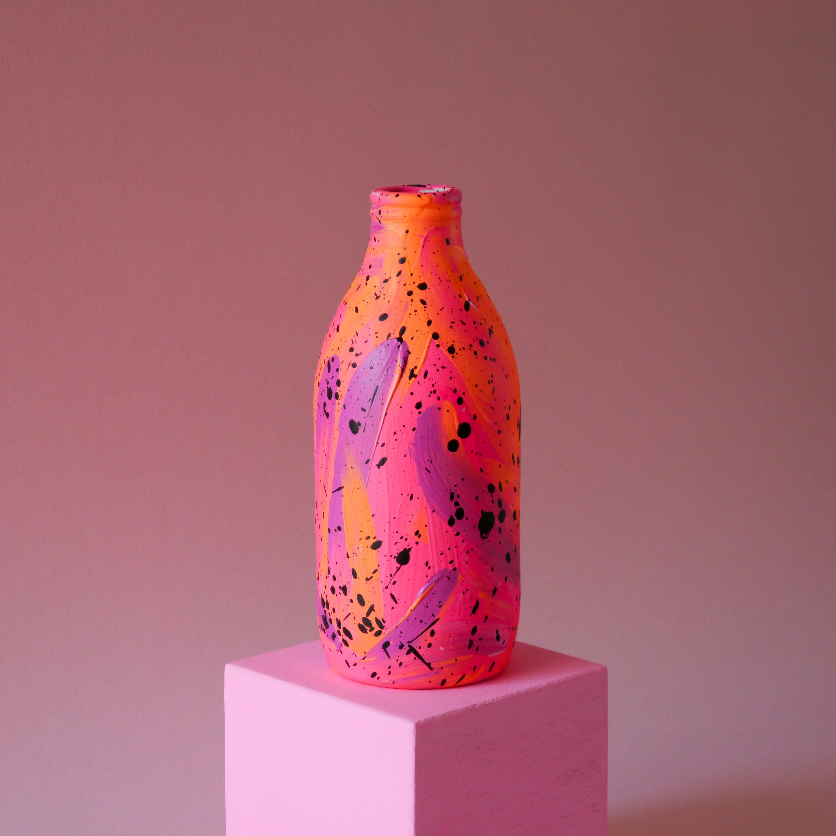 Abstract Art Milk Bottle Vase