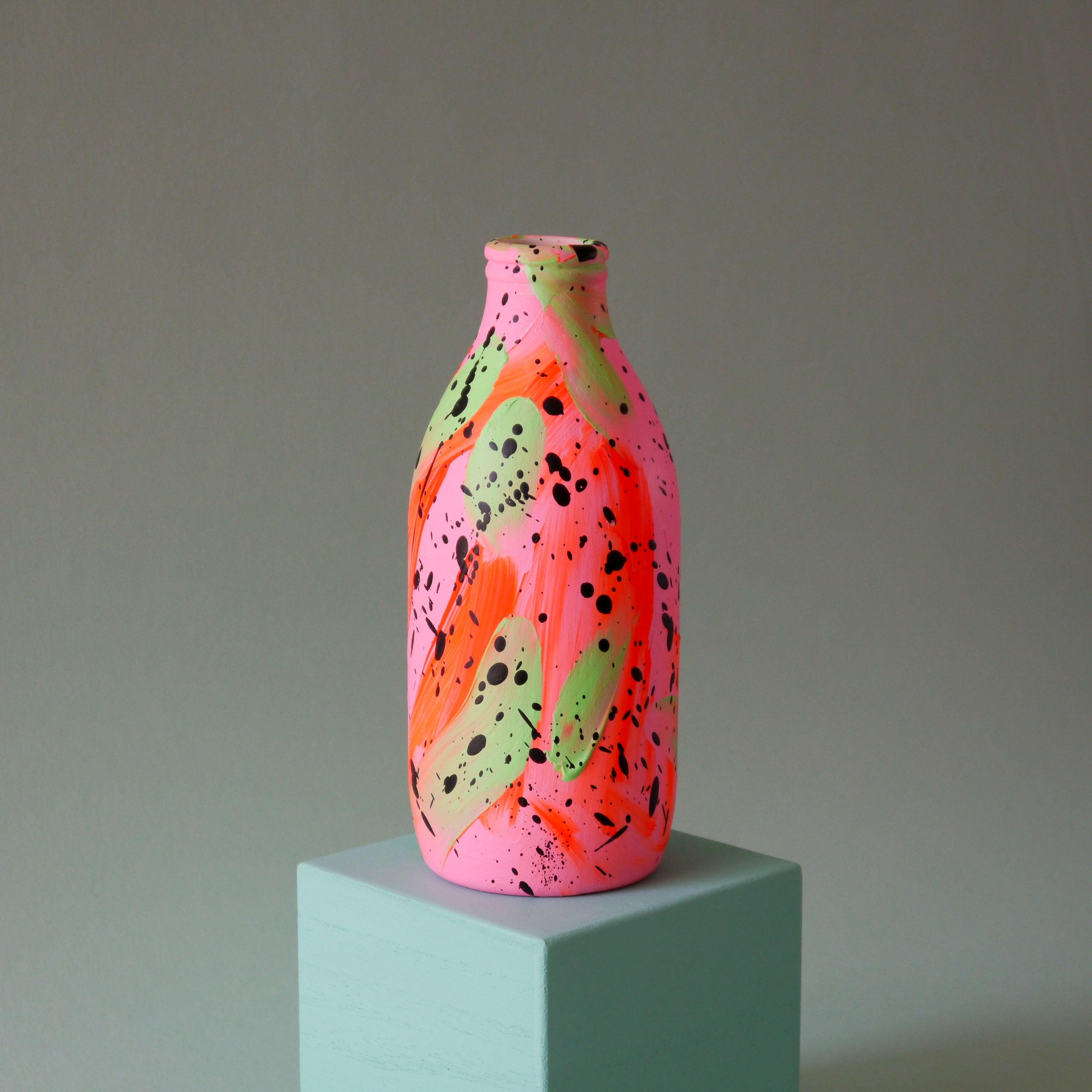 Abstract Art Milk Bottle Vase